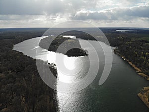 Aerial view of lake Liepnitzsee with island GroÃÅ¸er Werder. photo